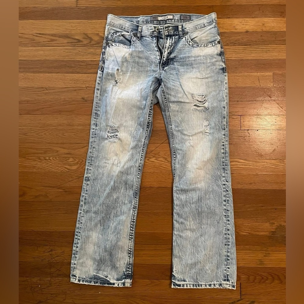 BKE Light Blue Distressed Men Jeans
